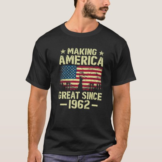 1962年のヴィンテージ以来素晴らしのアメリカ国旗の誕生 Tシャツ (正面)