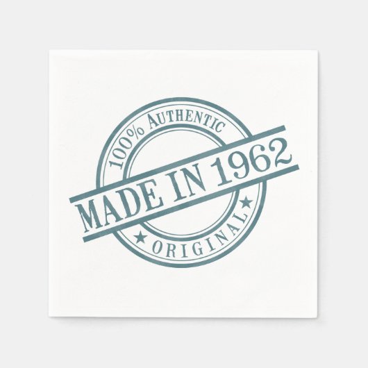 1962年の誕生年間の丸ゴム印ロゴで作られる スタンダードカクテルナプキン (正面)