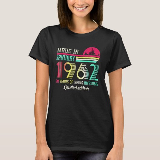 1962年1月生まれ エピック 60歳 Tシャツ (正面)
