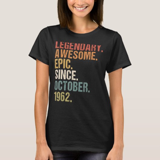 1962年10おもしろい月60日素晴らしから60歳 Tシャツ (正面)