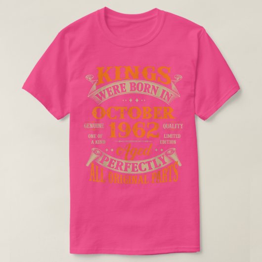 1962年10月の第60誕生日生まれギフトキング Tシャツ (デザイン正面)