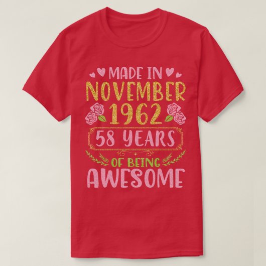 1962年11月にBのハッピーバースデー58年 Tシャツ (デザイン正面)