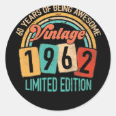 1962年60誕生日に素晴らしおける60歳 ラウンドシール (正面)