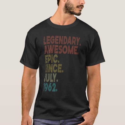 1962年7素晴らし月60誕生日以来60歳 Tシャツ (正面)