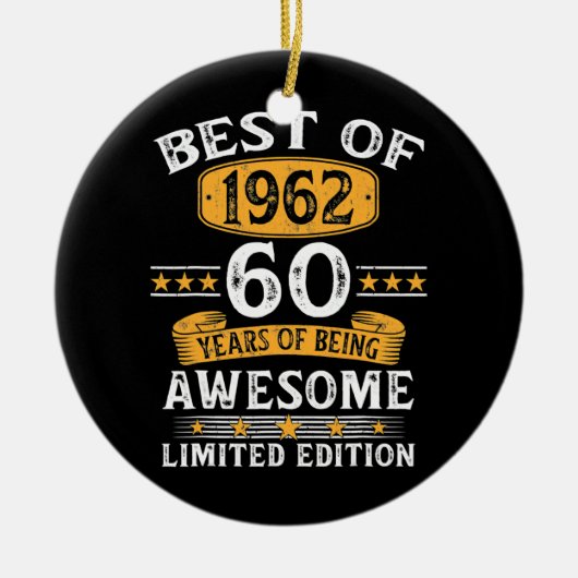 1962最高の年60歳ギフト60誕生日 セラミックオーナメント (正面)