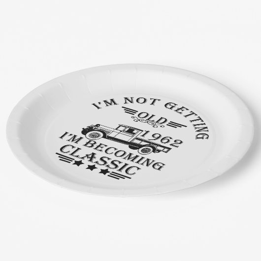 1962生まれ年のヴィンテージ生誕生月贈り物 ペーパープレート (アングル)