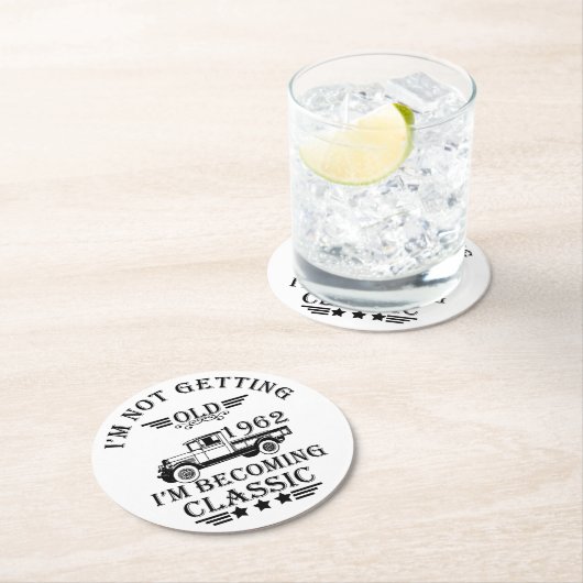 1962生まれ年のヴィンテージ生誕生月贈り物 ラウンドペーパーコースター (インサイチュ)