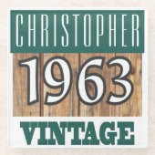 1962生まれ年のヴィンテージ誕生日ギフト ガラスコースター (正面)