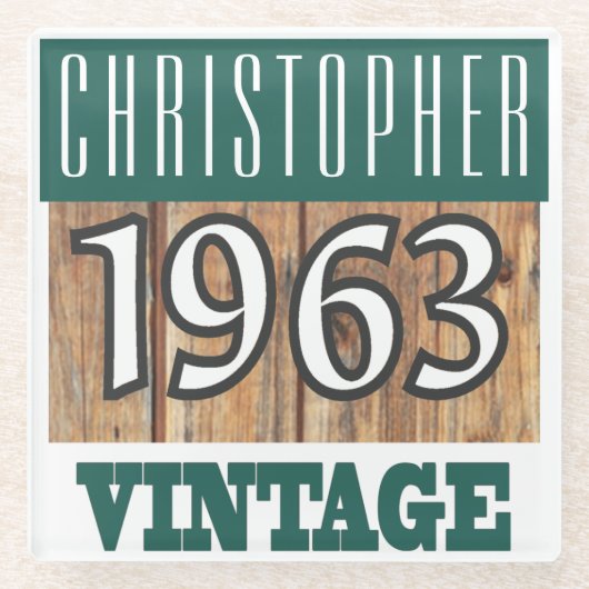 1962生まれ年のヴィンテージ誕生日ギフト ガラスコースター (正面)