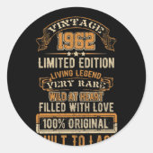 1962生まれ年リビング伝説非常に珍しい60誕生日 ラウンドシール (正面)