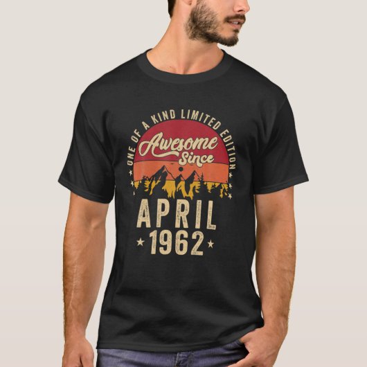 1962素晴らし年4月以来、ヴィンテージ60番目の誕生日 Tシャツ (正面)