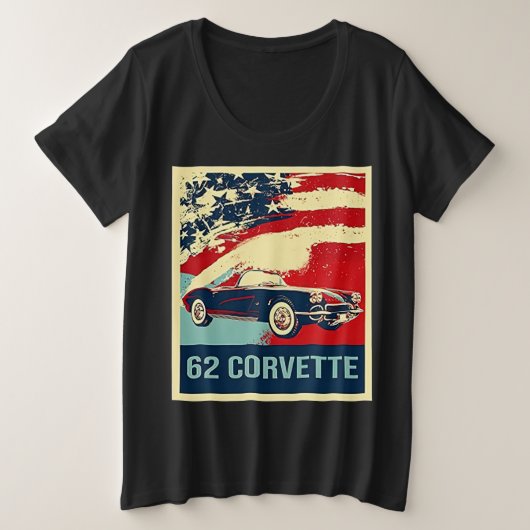 1962 C1コルベットアポップ・アートのートスタイル  プラスサイズTシャツ (デザイン正面)