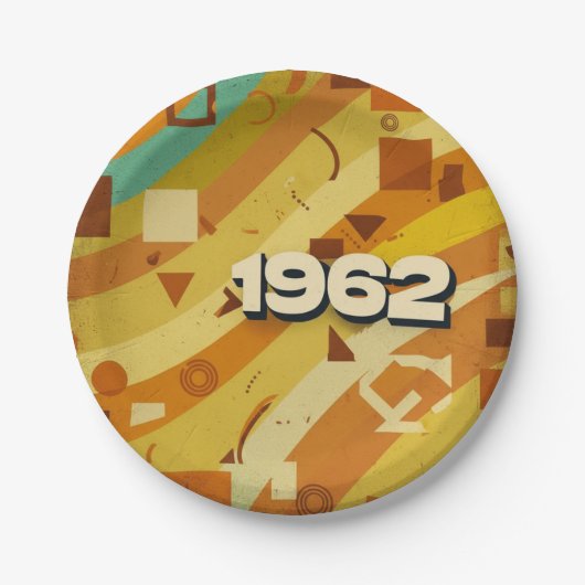 1962 - Retro Vintage 60s Geometric Design - ペーパープレート (正面)