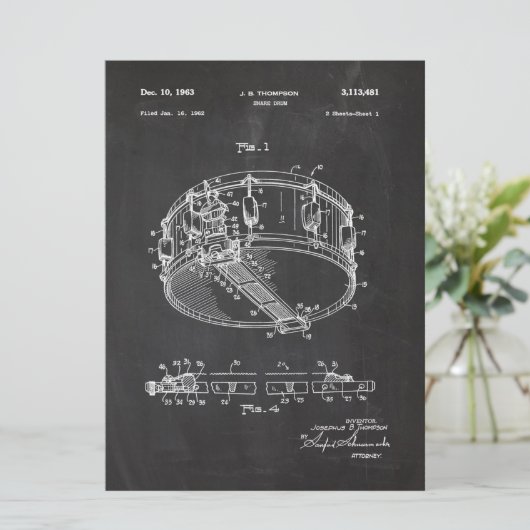 1962 Snare Drum - Patent Draw メニュー (スタンド正面)