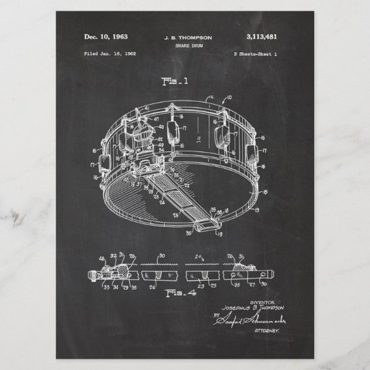 1962 Snare Drum - Patent Draw メニュー (正面)