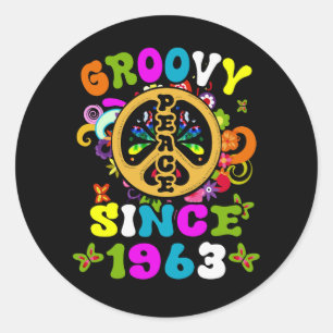 1963年からGroovy Peace 60th Birthday Party 60s 70 ラウンドシール