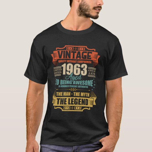 1963年に作られたヴィンテージギフト60誕生日S Tシャツ (正面)