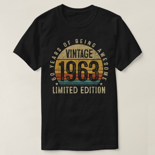1963年に生まれた60歳の生まれ贈り物で60ヴィンテージ Tシャツ (デザイン正面)