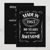 1963年に製作された60年分のカッコよさ 2023年誕生日おめでとう 招待状 (正面/裏面)