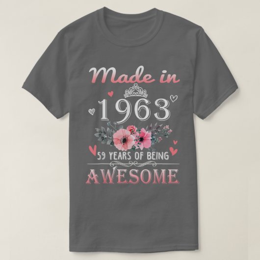 1963年のフローラ59歳59歳の誕生日贈与 Tシャツ (デザイン正面)