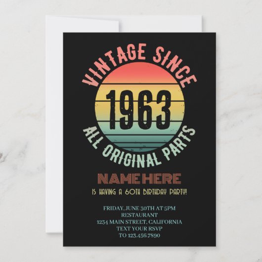 1963年の誕生日素晴らしパーティー60年 招待状 (正面)