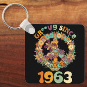 1963年以来のGroovyヴィンテージ誕生日パーティーの平和 キーホルダー (正面)