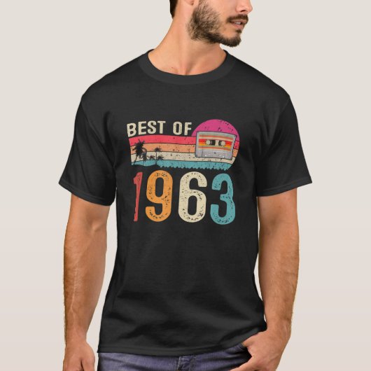 1963年最高の59誕生日の生まれヴィンテージカセット Tシャツ (正面)