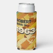 1963年生まれ - 幾何学デザイン - レトロ60年代 - 名前 スリム缶クーラー (Seltzer正面)