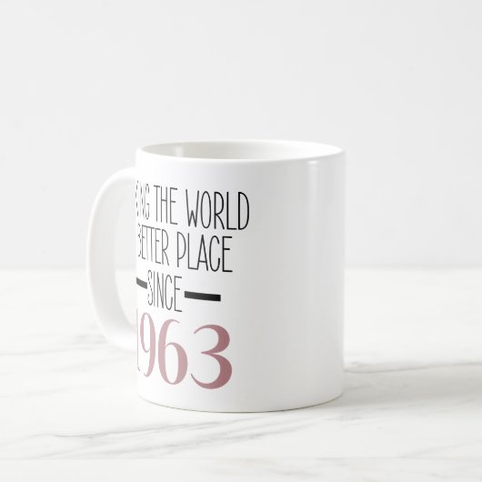 1963年誕生日コーヒー、女性用60誕生日 コーヒーマグカップ (正面左)