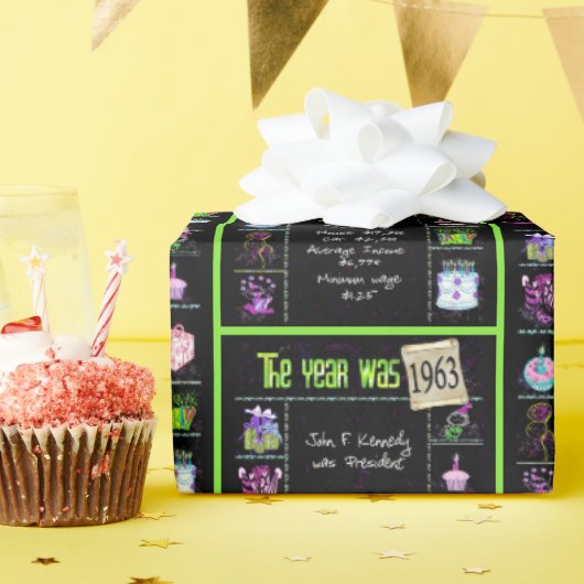 1963年誕生日トリビア ラッピングペーパー (誕生日パーティー)