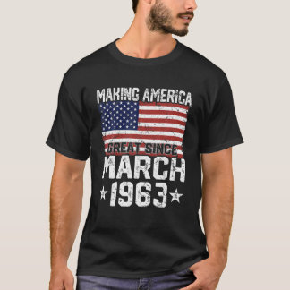 1963年3月アメリカ国旗58番目の誕生日ギフト58アイ Tシャツ