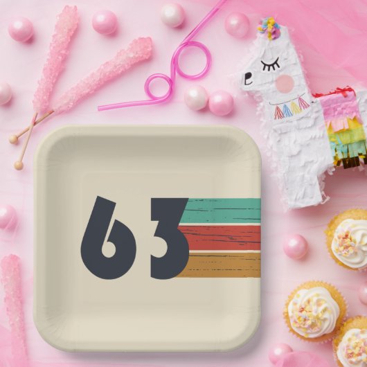 1963生まれ年のヴィンテージ誕生日ギフト ペーパープレート (パーティー)