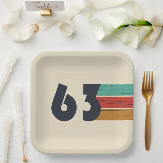 1963生まれ年のヴィンテージ誕生日ギフト ペーパープレート (ウェディング)