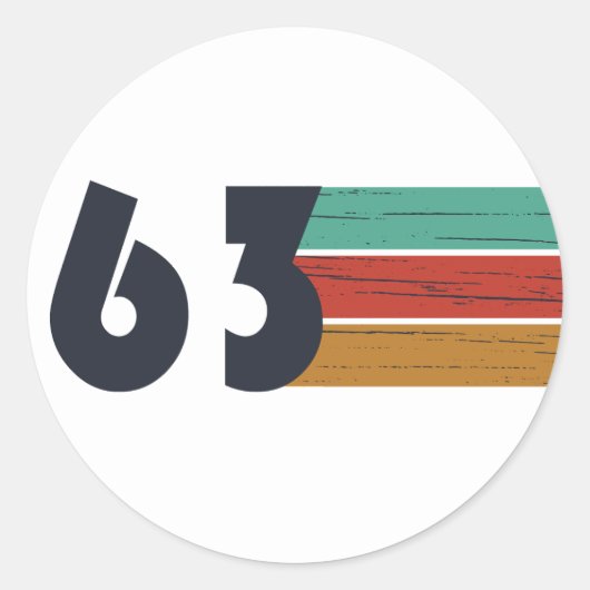 1963生まれ年のヴィンテージ誕生日ギフト ラウンドシール (正面)