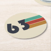 1963生まれ年のヴィンテージ誕生日ギフト ラウンドペーパーコースター (アングル)