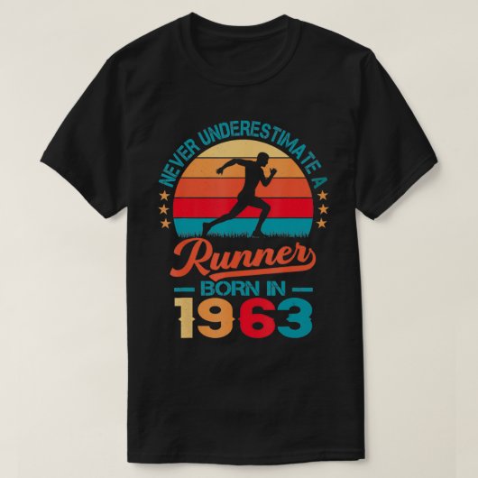 1963生まれ年60誕生日60ランニング年ランナー Tシャツ (デザイン正面)