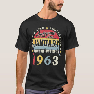 1963素晴らし年1月以来ヴィンテージレトロ誕生日 Tシャツ