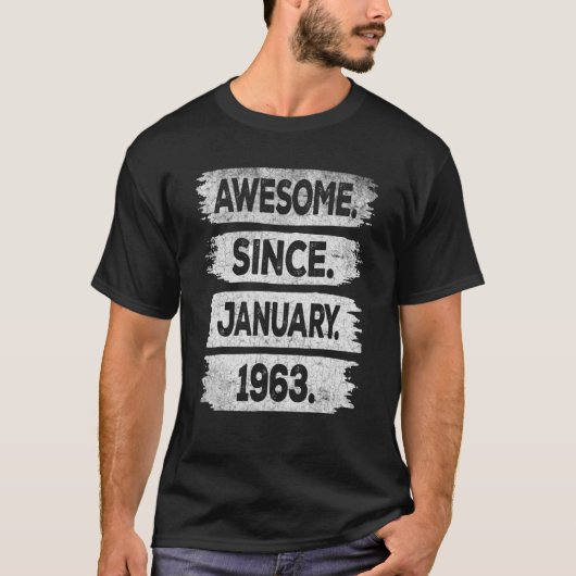 1963素晴らし年1月60日誕生日60年 Tシャツ (正面)