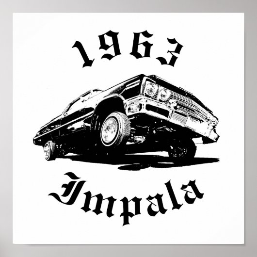 1963 Chevrolet Impala Lowrider With Hydraulics Art ポスター (正面)