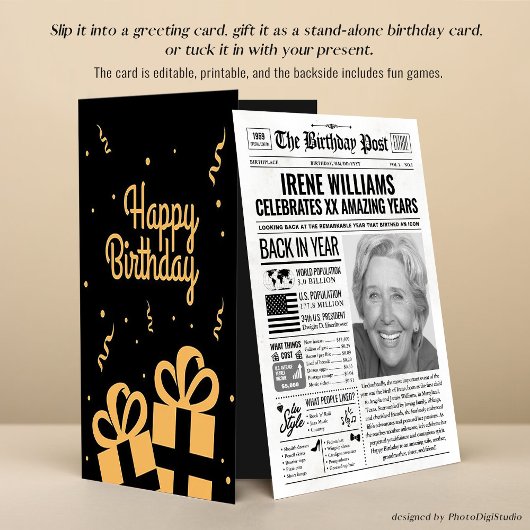 1964カスタム年新聞紙誕生日カードのトレンド シーズンカード