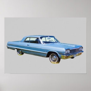 1964シボレーインパラアンティーク車 ポスター