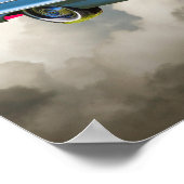 1964シボレーImpala車とアメリカ国旗 ポスター (角)