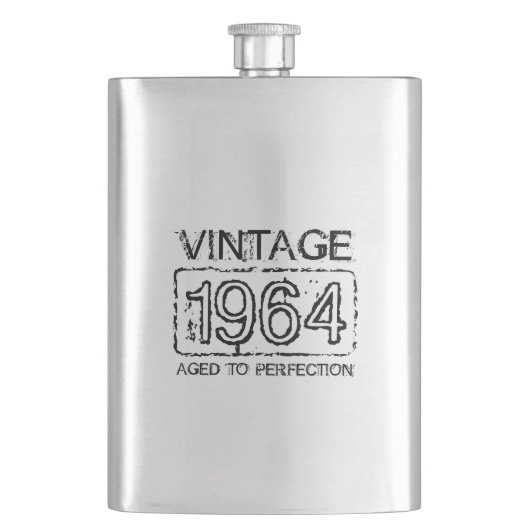 1964ステンレス鋼フラスコ |ヴィンテージ誕生日 フラスク (正面)
