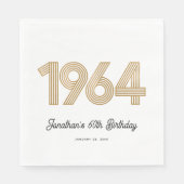 1964ホワイトブラックフェイク金ゴールド60誕生日 スタンダードランチョンナプキン (正面)