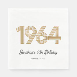 1964ホワイトブラックフェイク金ゴールド60誕生日 スタンダードランチョンナプキン