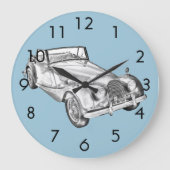 1964モーガンプラス4スポーツカーイラストレーション ラージ壁時計 (正面)