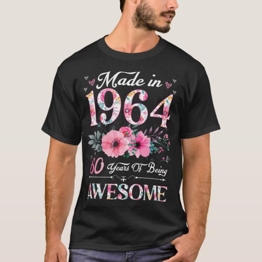 1964年に作られた60歳フローラ60誕生日Wome Tシャツ (正面)