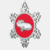 1964年のジャガーXKEの旧式なスポーツ・カーのイラストレーション スノーフレークピューターオーナメント (右)