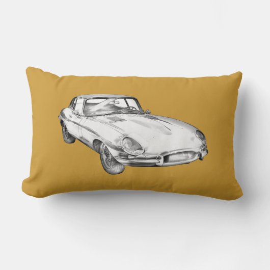1964年のジャガーXKEの旧式なスポーツ・カーのイラストレーション ランバークッション (正面)