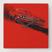 1964年のOldsmobile 442のヴィンテージポスター再生 スクエア壁時計 (正面)